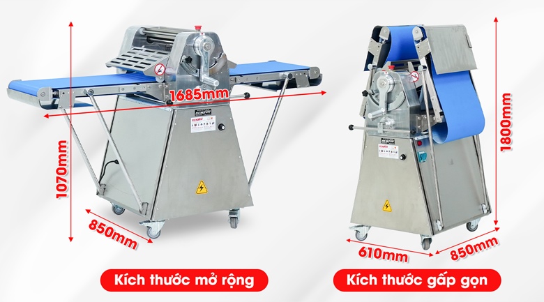 Thiết kế máy có thể gấp gọn linh hoạt, tiết kiệm diện tích và giữ vệ sinh cho băng tải