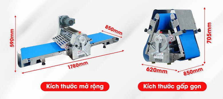 Thiết kế máy có thể gấp gọn linh hoạt, giữ vệ sinh cho băng tải