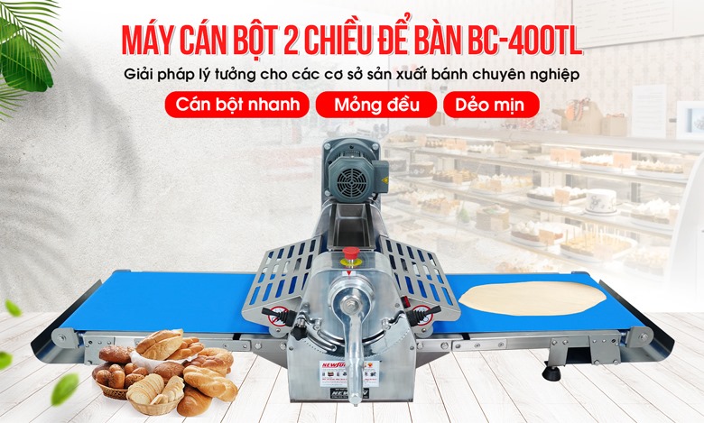 Máy cán bột 2 chiều để bàn BC-400TL (Inox) NEWSUN