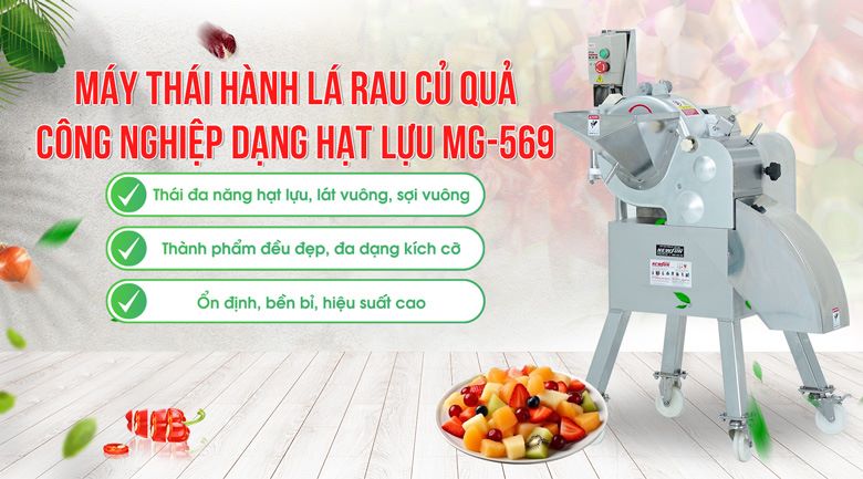 Máy thái hành lá rau củ quả công nghiệp dạng hạt lựu MG-569