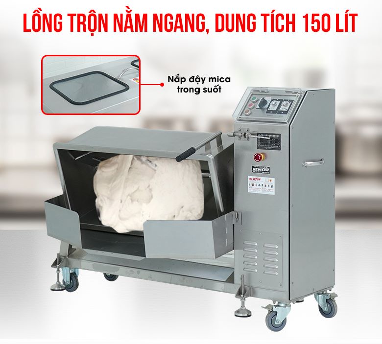 Lồng trộn nằm ngang, dung tích 150 lít cho năng suất trộn thực phẩm cao