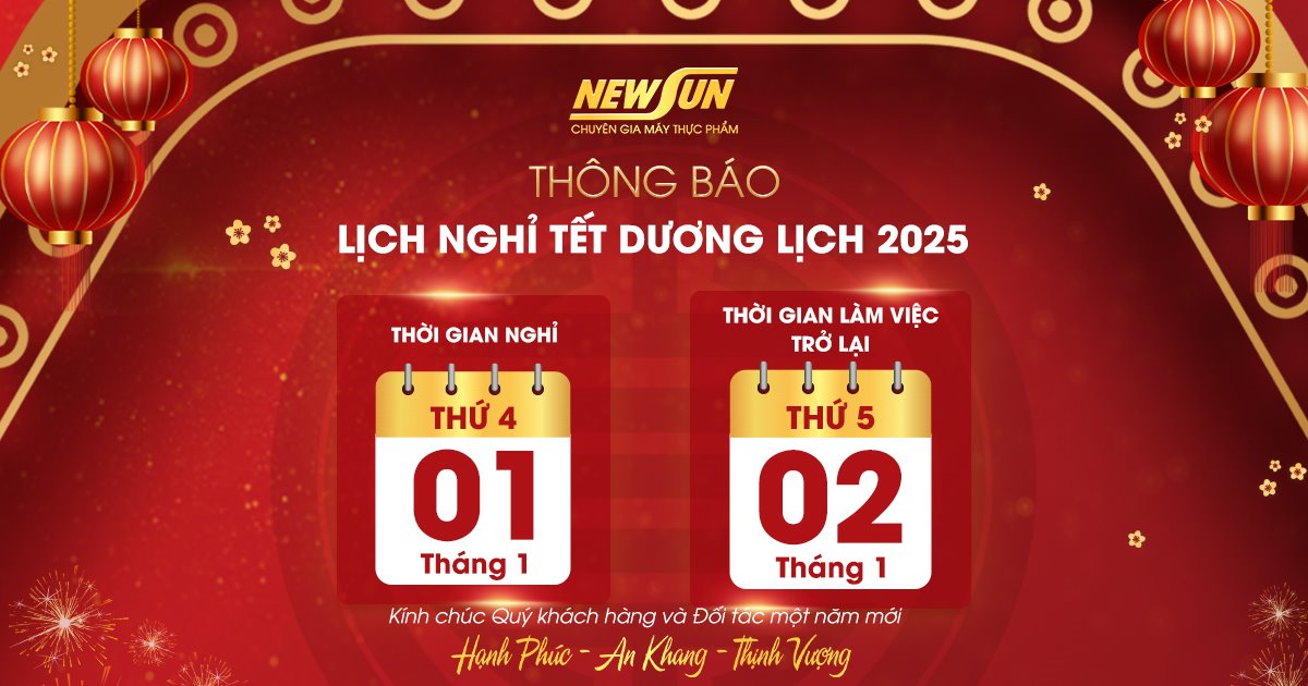 Điện máy NEWSUN thông báo lịch nghỉ Tết Dương lịch 2025