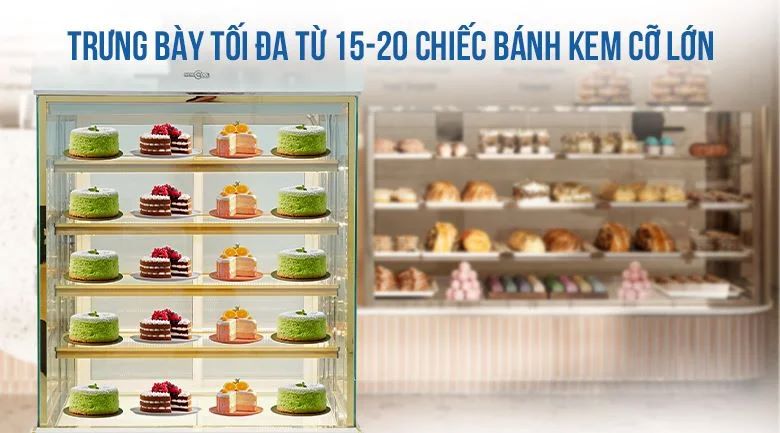 Tủ có thể chứa tối đa khoảng 15-20 chiếc bánh kem cỡ lớn