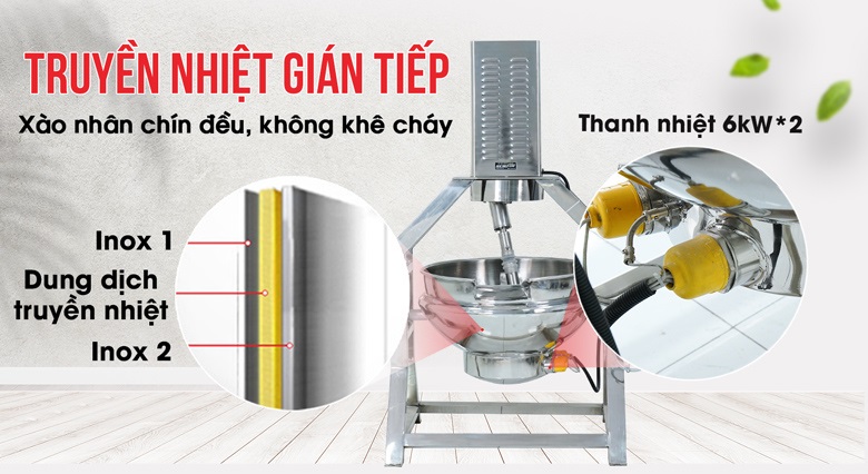 Truyền nhiệt gián tiếp với bộ 2 thanh nhiệt củ công suất 6kW*2