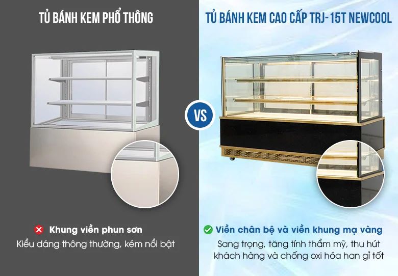 Chân bệ tủ và khung được mạ vàng, sang trọng, tăng tính thẩm mỹ