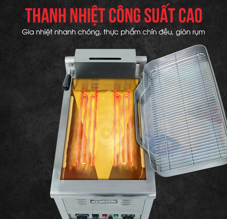 Thanh nhiệt công suất cao giúp gia nhiệt nhanh chóng, thực phẩm chín đều