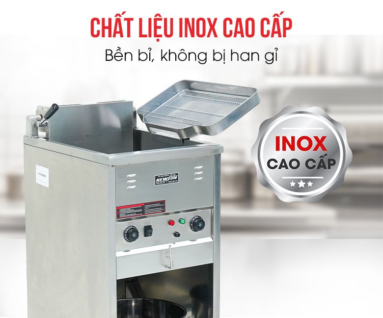 Chất liệu inox cao cấp, bền bỉ, chống han gỉ, đảm bảo vệ sinh an toàn thực phẩm