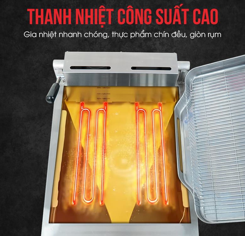 Thanh nhiệt công suất lớn giúp gia nhiệt nhanh chóng, thực phẩm chín đều