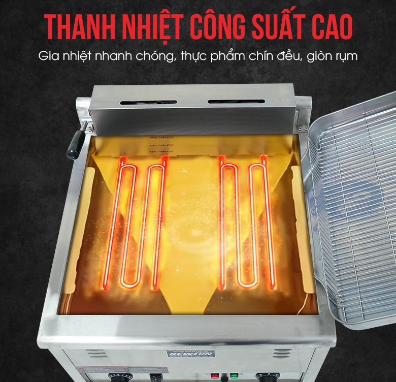 Thanh nhiệt công suất cao giúp gia nhiệt nhanh chóng, thực phẩm chín đều, giòn rụm