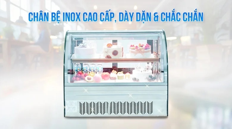 Chân bệ bằng inox cao cấp, bề mặt sáng bóng, hiện đại