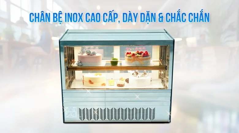 Chân bệ bằng inox cao cấp, bề mặt sáng bóng, hiện đại