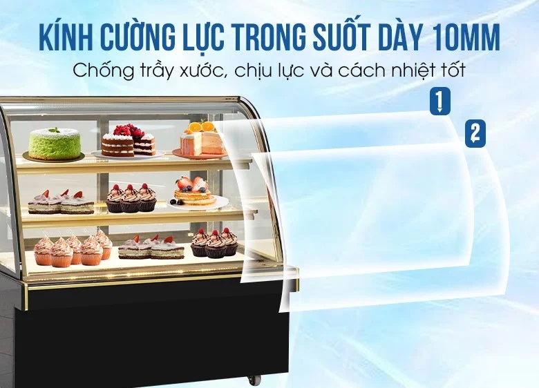 Mặt kính cong độc đáo, trong suốt và dày dặn