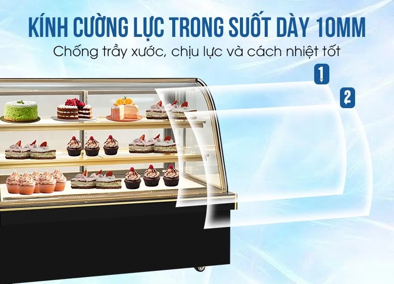 Mặt kính cong độc đáo, trong suốt và dày dặn