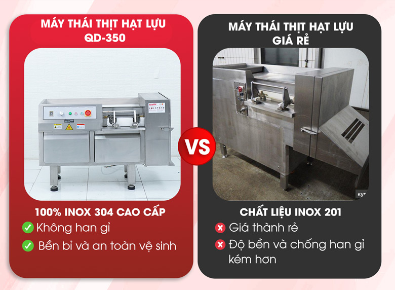 Máy thái thịt hạt lựu QD-350 và máy thái thịt hạt lựu giá rẻ