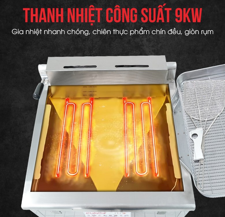 Bộ thanh nhiệt công suất 9kW, đun sôi dầu ăn nhanh chóng