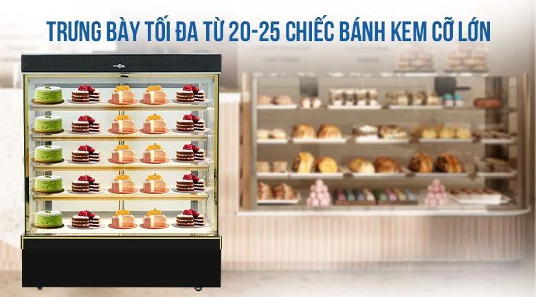 Trưng bày tối đa khoảng 20-25 chiếc bánh kem cỡ lớn