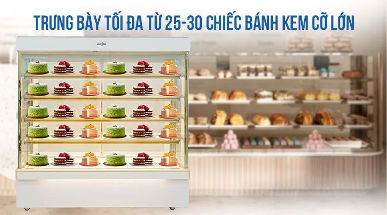 Trưng bày tối đa khoảng 25-30 chiếc bánh kem cỡ lớn