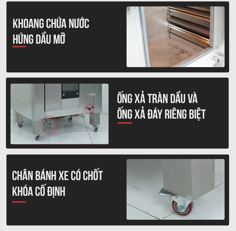 Các chi tiết thiết kế khác của lò quay gà vịt công nghiệp dùng gas KN-E1212