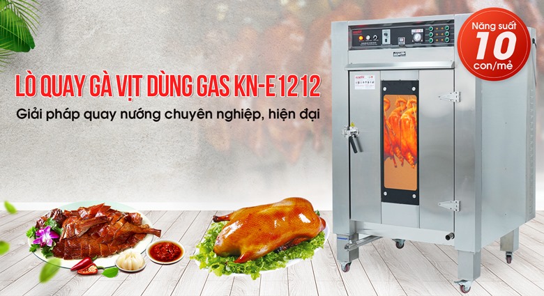 Lò quay gà vịt công nghiệp dùng gas KN-E1212 (10 con)