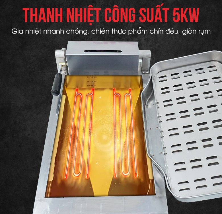 Thanh nhiệt công suất 5kW, đun sôi dầu ăn nhanh chóng