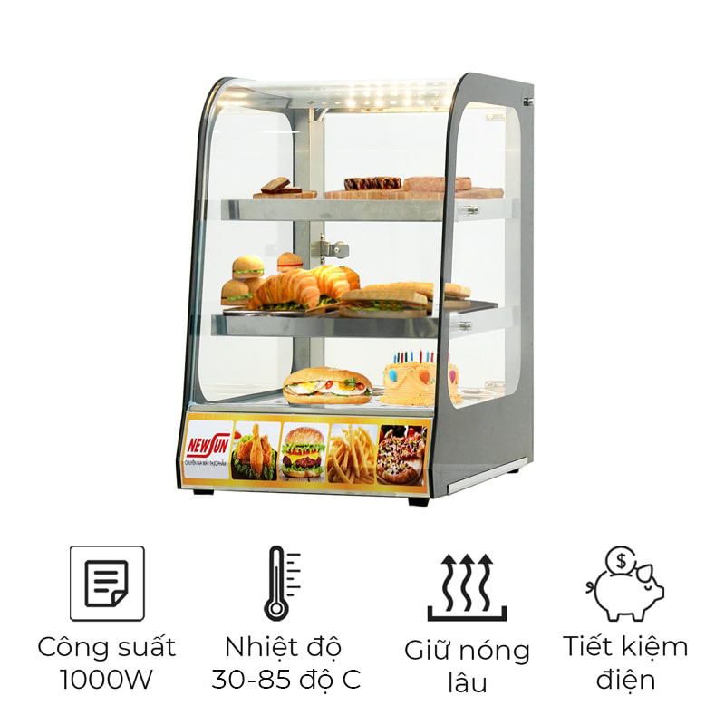 Tủ trưng bày gà rán HW-801 (kính cong)
