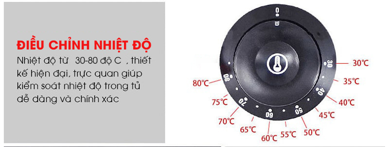 Điều chỉnh nhiệt độ linh hoạt với dải nhiệt độ từ 30-80 độ C
