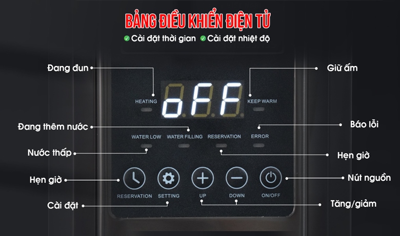 Máy đun nước nóng K1-S30 sở hữu bảng điều khiển trực quan, dễ sử dụng Máy đun nước nóng K1-S30 sở hữu bảng điều khiển trực quan, dễ sử dụng