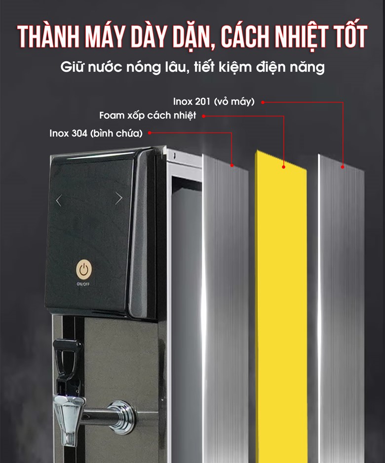 Thành máy cách nhiệt an toàn, đồng thời tiết kiệm điện tối ưu
