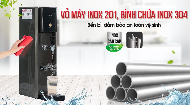 Chất liệu inox cao cấp, sạch sẽ và đảm bảo vệ sinh thực phẩm