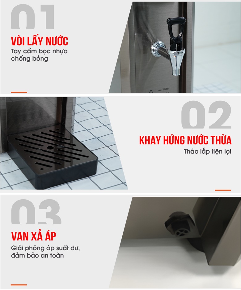 Các chi tiết tiện ích khác của máy đun nước nóng K1-S30 Các chi tiết tiện ích khác của máy đun nước nóng K1-S30