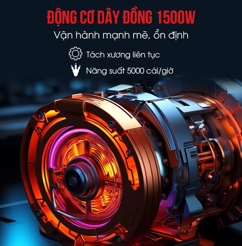 Động cơ dây đồng khỏe khoắn, vận hành liên tục cho năng suất 3500-5000 cái/giờ Động cơ dây đồng khỏe khoắn, vận hành liên tục cho năng suất 3500-5000 cái/giờ