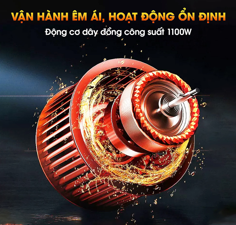 Sử dụng động cơ dây đồng công suất 1100W