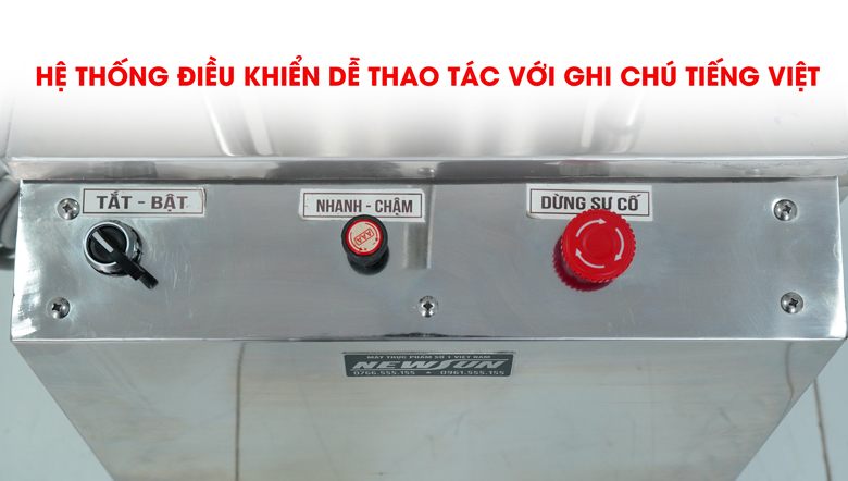 Nút dừng khẩn cấp sự cố được tích hợp trong máy