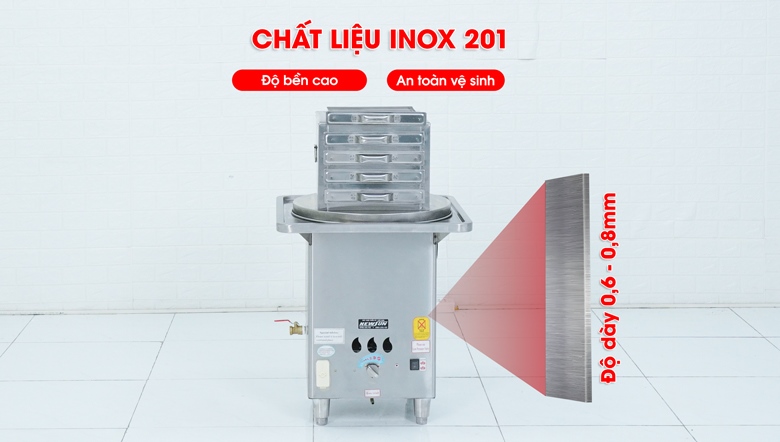 Chất liệu inox 201 dày dặn, không han gỉ Chất liệu inox 201 dày dặn, không han gỉ