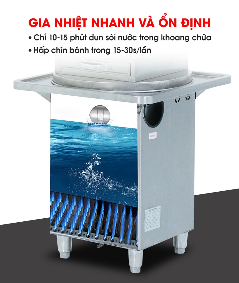 Hệ thống gia nhiệt nhanh, hấp chín bánh chỉ trong 15-30s Hệ thống gia nhiệt nhanh, hấp chín bánh chỉ trong 15-30s