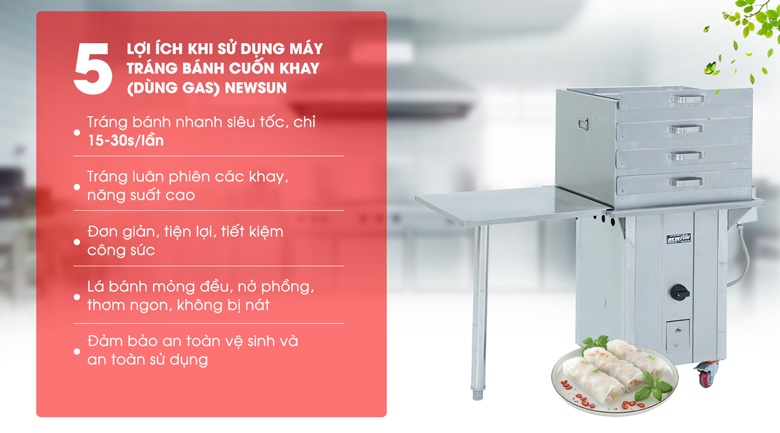 Lợi ích khi sử dụng máy tráng bánh cuốn khay dùng gas Lợi ích khi sử dụng máy tráng bánh cuốn khay dùng gas
