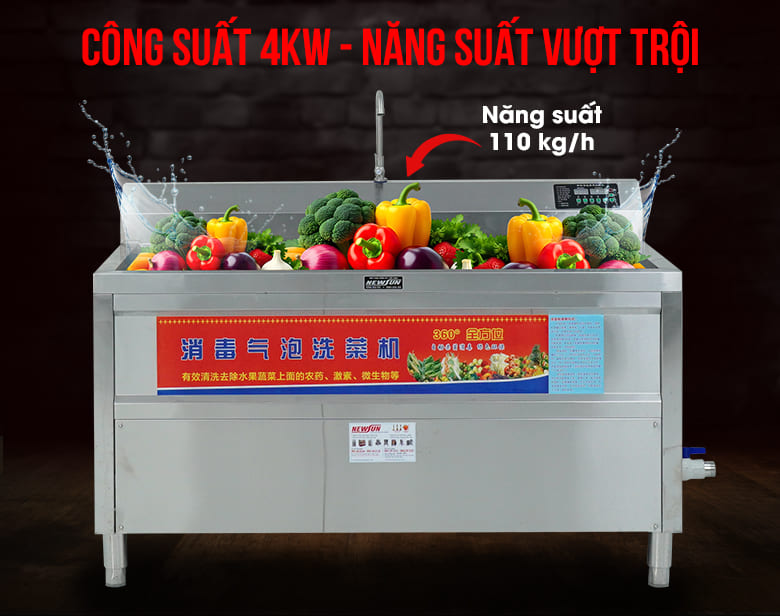 Năng suất rửa rau vượt trội
