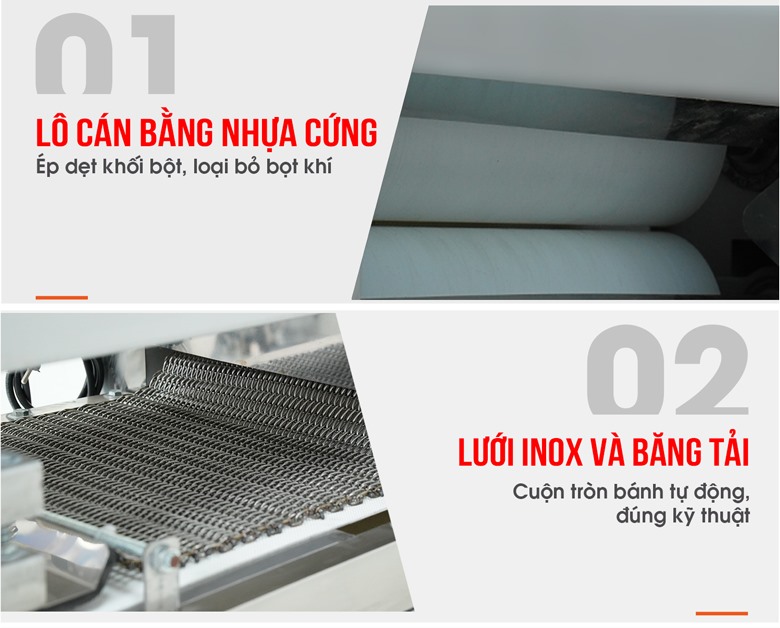 Lô cán, lưới inox và băng tải