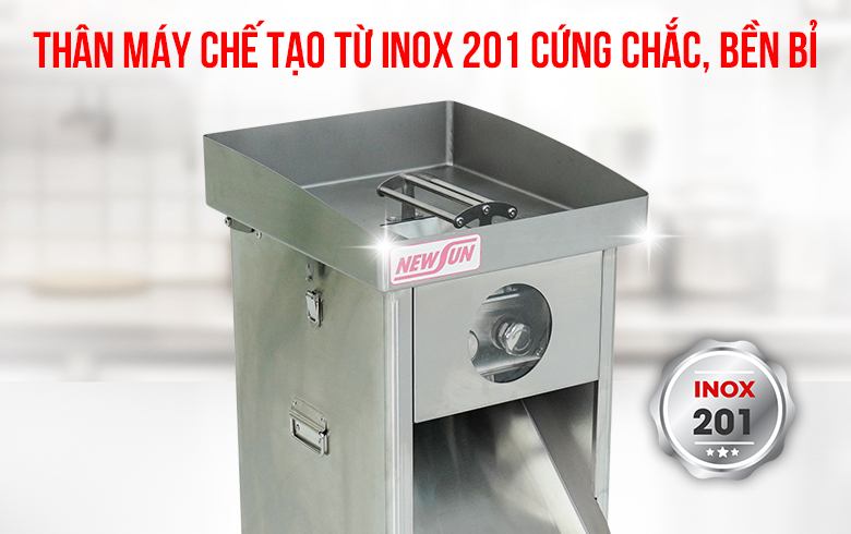 Chất liệu chế tạo thân máy là inox 201 Chất liệu chế tạo thân máy là inox 201