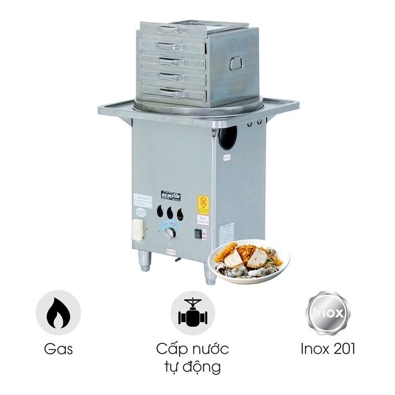 Máy tráng bánh cuốn khay gas mini