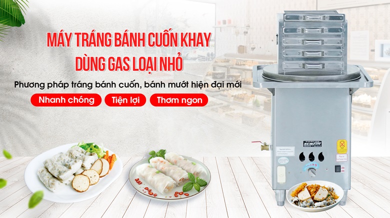 Máy tráng bánh cuốn khay dùng gas loại nhỏ (khay 33x29,5cm) Máy tráng bánh cuốn khay dùng gas loại nhỏ (khay 33x29,5cm)