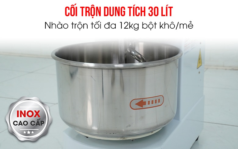 Cối trộn dung tích lên tới 30 lít