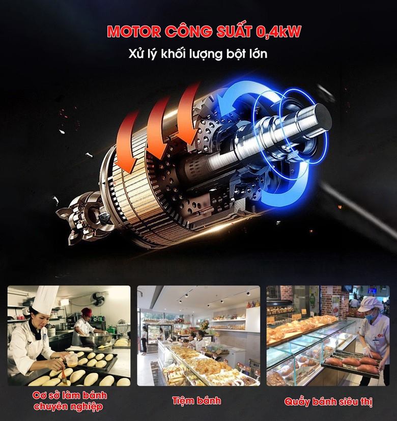 Công suất 0,4kW hoạt động mạnh mẽ