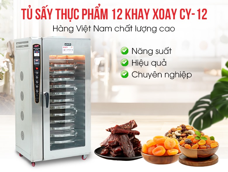 Tủ sấy thực phẩm 12 khay xoay CY-12 (hàng xưởng cao cấp)