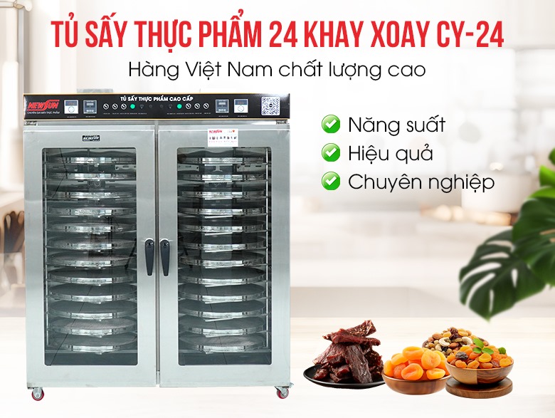 Tủ sấy thực phẩm 24 khay xoay CY-24 (hàng xưởng cao cấp)