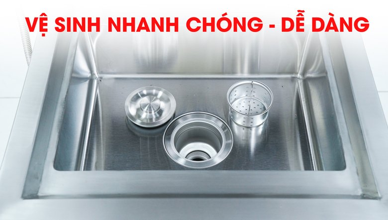 Chậu rửa lắp ngay phía trên bệ tủ