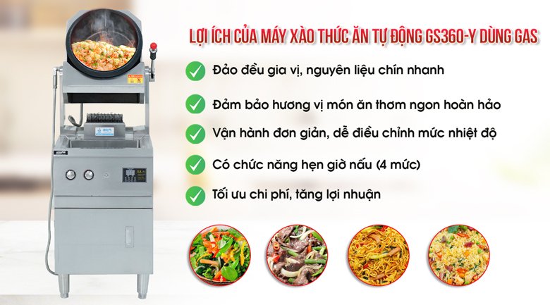 Máy xào thức ăn 100W dùng gas GS360-Y sẽ mang lại những lợi ích gì?