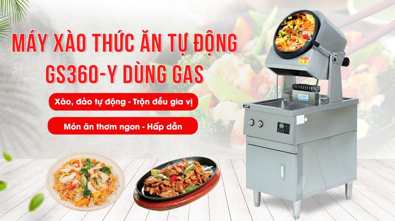 Giới thiệu máy xào thức ăn tự động GS360-Y dùng gas