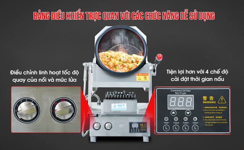 Máy có tới 4 chế độ cài đặt thời gian nấu khác nhau Máy có tới 4 chế độ cài đặt thời gian nấu khác nhau