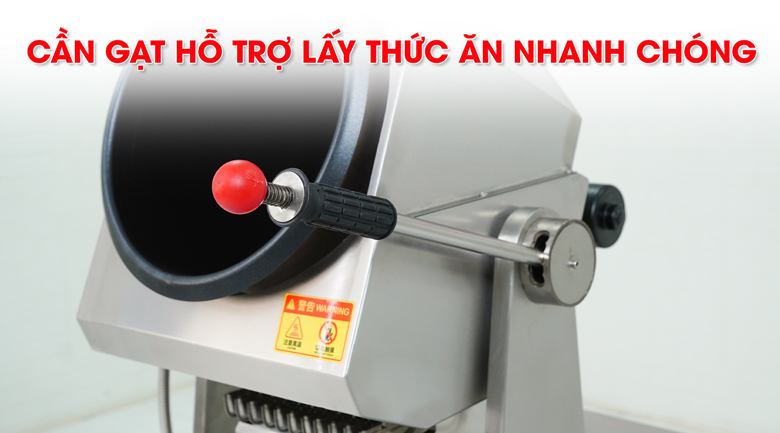 Đầu bếp chỉ cần đẩy phần cần gạt bên cạnh nồi để lấy thức ăn Đầu bếp chỉ cần đẩy phần cần gạt bên cạnh nồi để lấy thức ăn